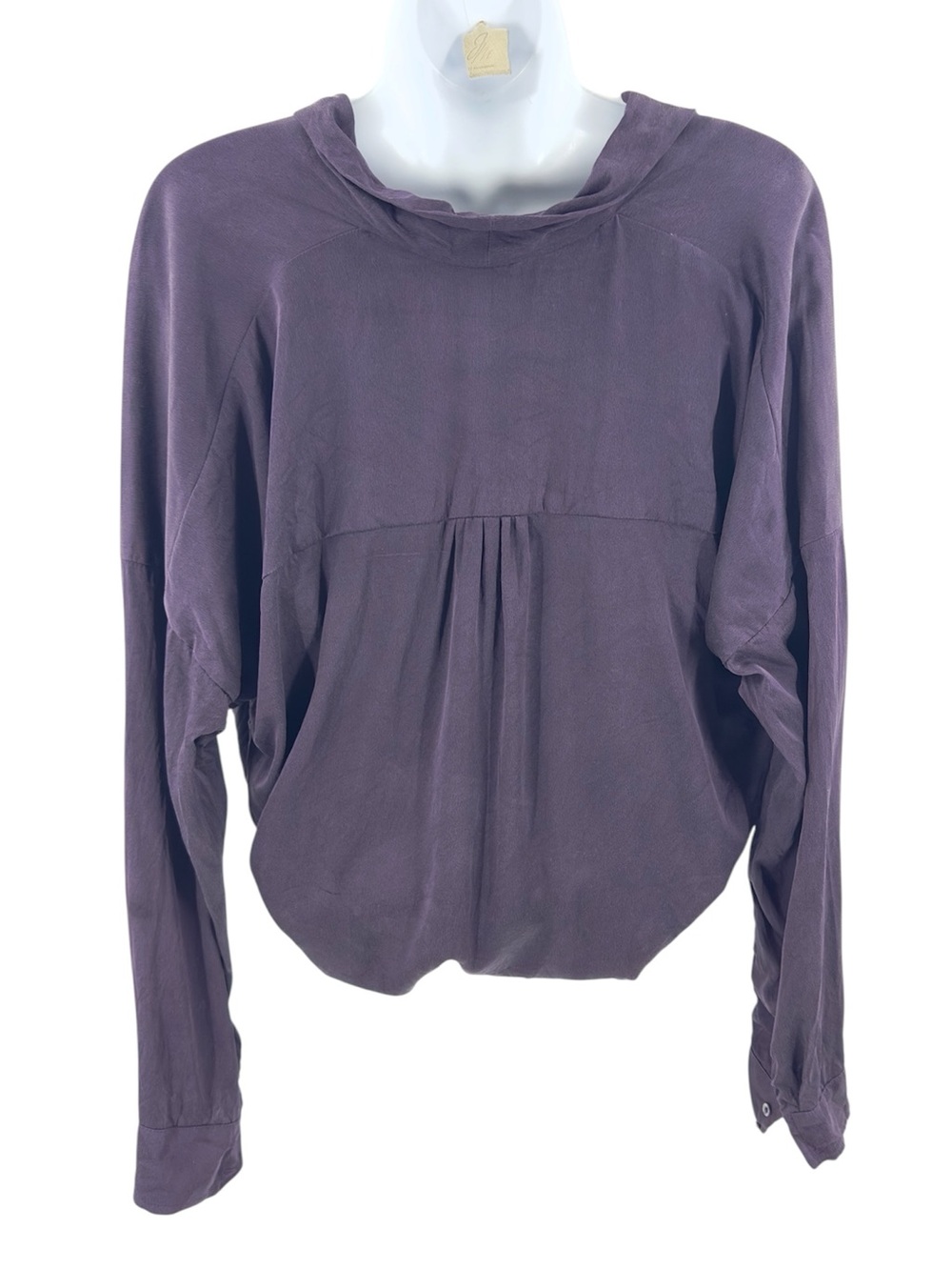 Natalie Busby Silk Twist Blouse Size Medium Purple Wrap Top Long Sleeve Luxury - Picture 3 of 7